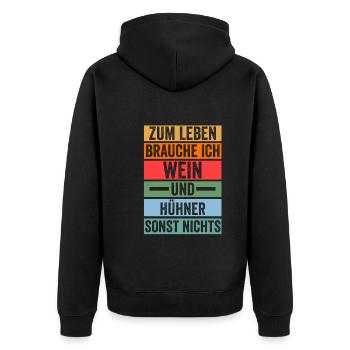 Wein Huhn Hühnerstall Bauernhof Bauer Landwirt Hüh - Unisex Premium Bio Zip Hoodie - Schwarz - Hinten - Nico (187cm)