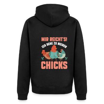 Huhn Hühnerstall Bauernhof Bauer Landwirt Hühner - Unisex Premium Bio Zip Hoodie - Schwarz - Hinten - Nico (187cm)