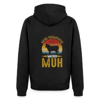 Kuh Bauernhof Kuhbauer Landwirt Rind Kühe - Unisex Premium Bio Zip Hoodie - Schwarz - Hinten - Nico (187cm)