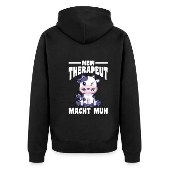Kuh Bauernhof Kuhbauer Landwirt Rind Kühe - Unisex Premium Bio Zip Hoodie - Schwarz - Hinten - Nico (187cm)