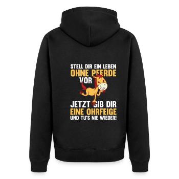 Pferd Reiten Bauernhof Bauer Pferdebesitzer Pferde - Unisex Premium Bio Zip Hoodie - Schwarz - Hinten - Nico (187cm)