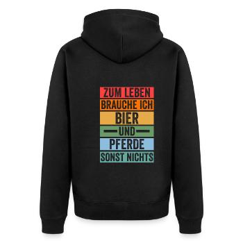 Bier Pferd Reiten Bauernhof Bauer Pferdebesitzer P - Unisex Premium Bio Zip Hoodie - Schwarz - Hinten - Nico (187cm)