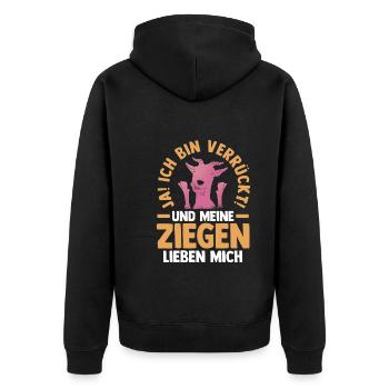 Ziege Ziegenbauer Bauernhof Landwirt Bauer Ziegen - Unisex Premium Bio Zip Hoodie - Schwarz - Hinten - Nico (187cm)