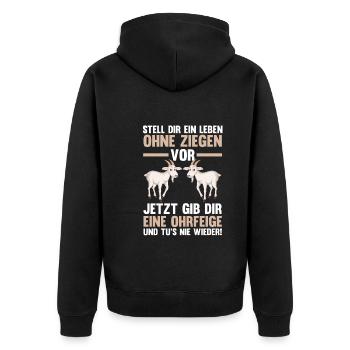 Ziege Ziegenbauer Bauernhof Landwirt Bauer Ziegen - Unisex Premium Bio Zip Hoodie - Schwarz - Hinten - Nico (187cm)