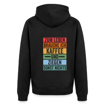 Kaffee Ziege Ziegenbauer Bauernhof Landwirt Bauer - Unisex Premium Bio Zip Hoodie - Schwarz - Hinten - Nico (187cm)