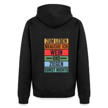 Wein Ziege Ziegenbauer Bauernhof Landwirt Bauer Z - Unisex Premium Bio Zip Hoodie - Schwarz - Hinten - Nico (187cm)