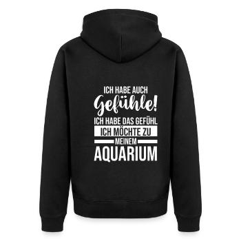 Aquarium Fische Aquaristik - Unisex Premium Bio Zip Hoodie - Schwarz - Hinten - Nico (187cm)