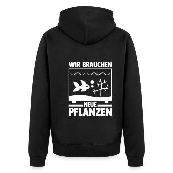 Aquarium Fische Aquaristik - Unisex Premium Bio Zip Hoodie - Schwarz - Hinten - Nico (187cm)