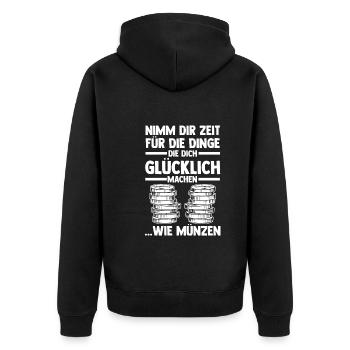 Numismatik Münzensammlung Münzensammler - Unisex Premium Bio Zip Hoodie - Schwarz - Hinten - Nico (187cm)