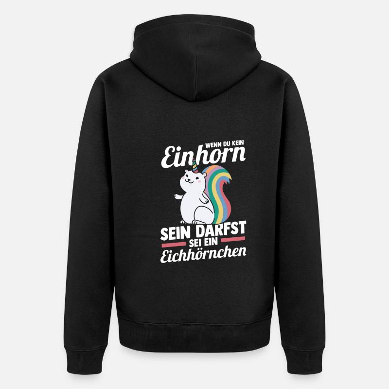 Einhorn Eichhörnchen - Unisex Premium Bio Zip Hoodie - Schwarz