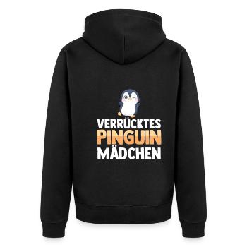 Pinguin - Unisex Premium Bio Zip Hoodie - Schwarz - Hinten - Nico (187cm)