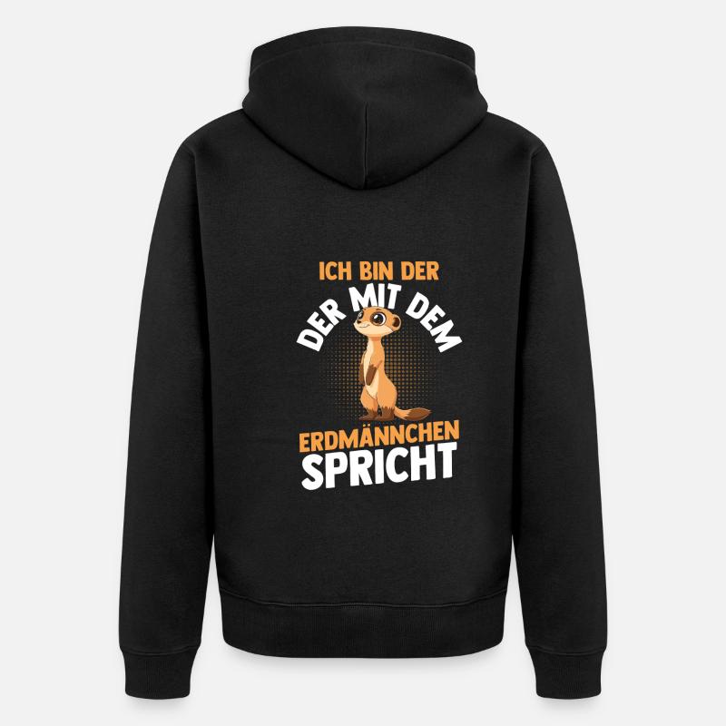Erdmännchen - Unisex Premium Bio Zip Hoodie - Schwarz