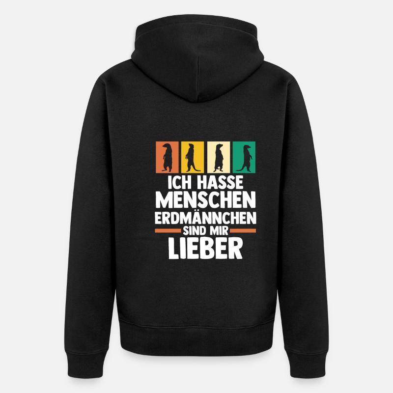 Erdmännchen - Unisex Premium Bio Zip Hoodie - Schwarz