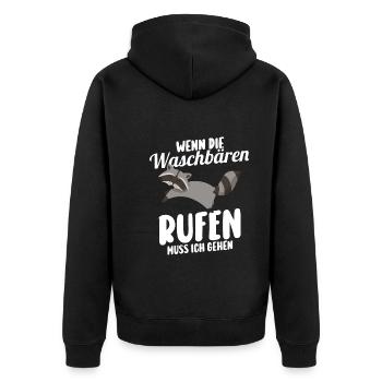 Waschbär - Unisex Premium Bio Zip Hoodie - Schwarz - Hinten - Nico (187cm)