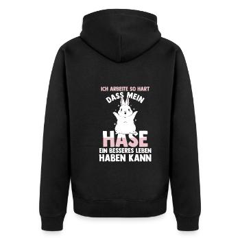 Einhorn Kaninchen Hase - Unisex Premium Bio Zip Hoodie - Schwarz - Hinten - Nico (187cm)