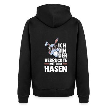 Kaninchen Hase - Unisex Premium Bio Zip Hoodie - Schwarz - Hinten - Nico (187cm)