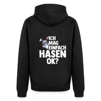 Kaninchen Hase - Unisex Premium Bio Zip Hoodie - Schwarz - Hinten - Nico (187cm)