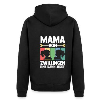 Mutter Mama von Zwillingen Zwillingsmama - Unisex Premium Bio Zip Hoodie - Schwarz - Hinten - Nico (187cm)