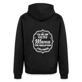 Mutter Zwillingsmama Mama von Zwillingen - Unisex Premium Bio Zip Hoodie - Schwarz - Hinten - Nico (187cm)