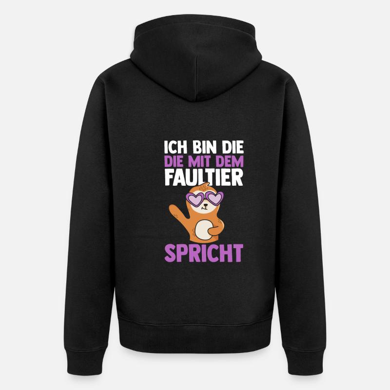 Faultier - Unisex Premium Bio Zip Hoodie - Schwarz
