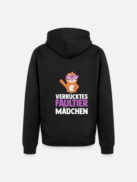 Faultier - Unisex Premium Bio Zip Hoodie - Schwarz