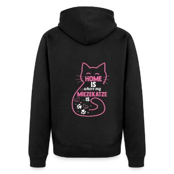 Katze Miezekatze Katzenliebhaber Katzenbesitzer Ka - Unisex Premium Bio Zip Hoodie - Schwarz - Hinten - Nico (187cm)
