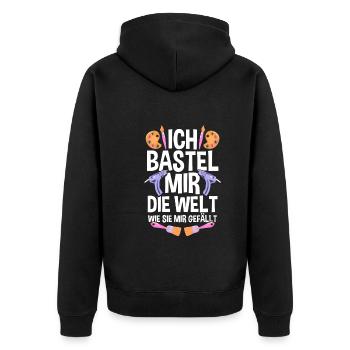 Bastler Bastelunterricht Basteln - Unisex Premium Bio Zip Hoodie - Schwarz - Hinten - Nico (187cm)