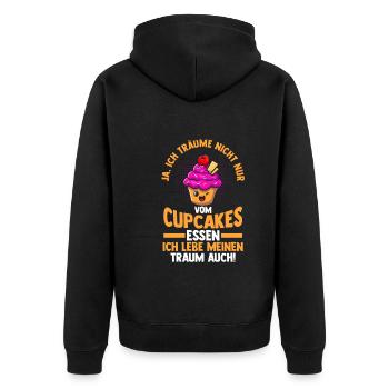 Backen Cupcakes - Unisex Premium Bio Zip Hoodie - Schwarz - Hinten - Nico (187cm)