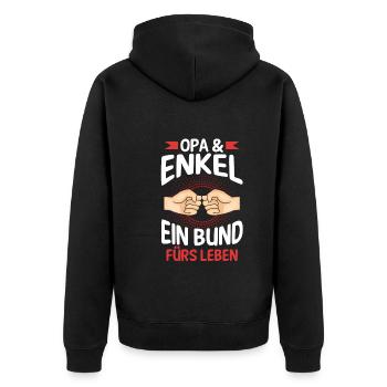 Großvater Opa und Enkel - Unisex Premium Bio Zip Hoodie - Schwarz - Hinten - Nico (187cm)