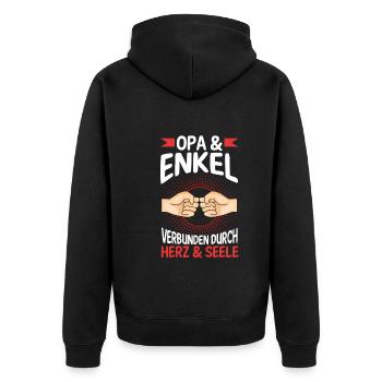 Großvater Opa und Enkel - Unisex Premium Bio Zip Hoodie - Schwarz - Hinten - Nico (187cm)