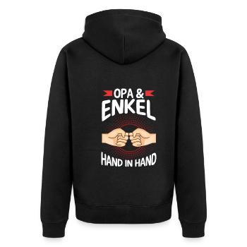 Großvater Opa und Enkel - Unisex Premium Bio Zip Hoodie - Schwarz - Hinten - Nico (187cm)