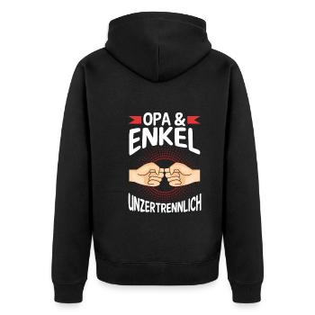 Großvater Opa und Enkel - Unisex Premium Bio Zip Hoodie - Schwarz - Hinten - Nico (187cm)