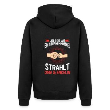 Oma Großmutter und Enkelin - Unisex Premium Bio Zip Hoodie - Schwarz - Hinten - Nico (187cm)