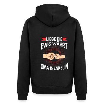 Oma Großmutter und Enkelin - Unisex Premium Bio Zip Hoodie - Schwarz - Hinten - Nico (187cm)