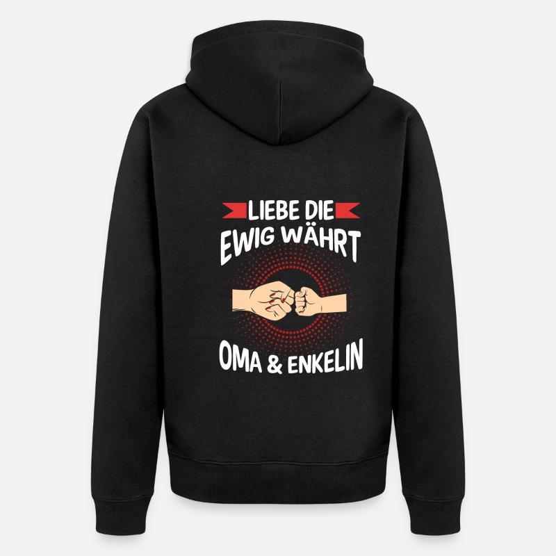 Oma Großmutter und Enkelin - Unisex Premium Bio Zip Hoodie - Schwarz