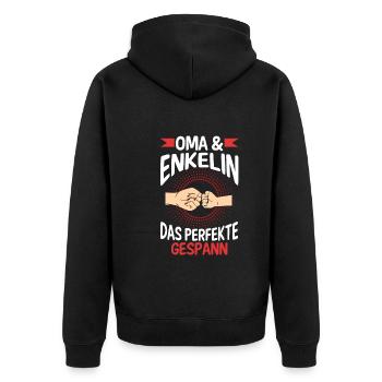 Oma Großmutter und Enkelin - Unisex Premium Bio Zip Hoodie - Schwarz - Hinten - Nico (187cm)