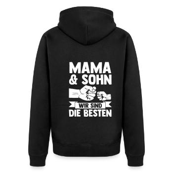 Mutter Muttertag Mama und Sohn - Unisex Premium Bio Zip Hoodie - Schwarz - Hinten - Nico (187cm)
