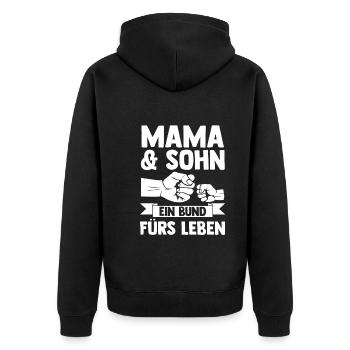 Mutter Muttertag Mama und Sohn - Unisex Premium Bio Zip Hoodie - Schwarz - Hinten - Nico (187cm)