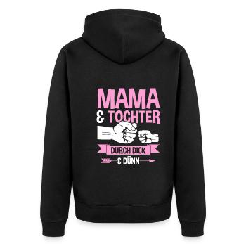 Mutter Muttertag Mama und Tochter - Unisex Premium Bio Zip Hoodie - Schwarz - Hinten - Nico (187cm)