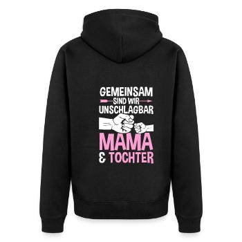 Mutter Muttertag Mama und Tochter - Unisex Premium Bio Zip Hoodie - Schwarz - Hinten - Nico (187cm)