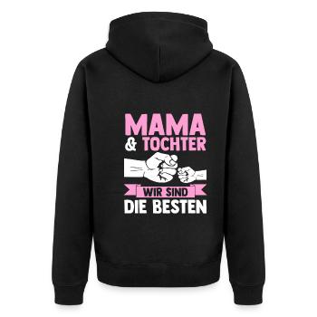Mutter Muttertag Mama und Tochter - Unisex Premium Bio Zip Hoodie - Schwarz - Hinten - Nico (187cm)