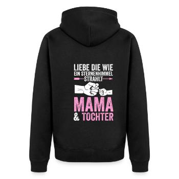 Mutter Muttertag Mama und Tochter - Unisex Premium Bio Zip Hoodie - Schwarz - Hinten - Nico (187cm)