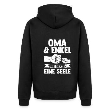 Oma Großmutter und Enkel - Unisex Premium Bio Zip Hoodie - Schwarz - Hinten - Nico (187cm)