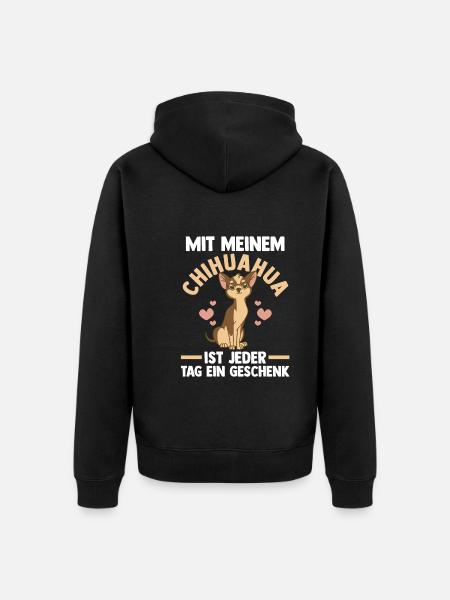 Hund Chihuahua - Unisex Premium Bio Zip Hoodie - Schwarz