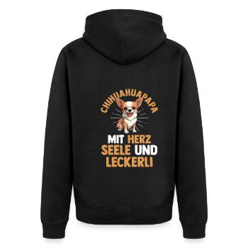 Hund Chihuahua - Unisex Premium Bio Zip Hoodie - Schwarz - Hinten - Nico (187cm)