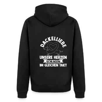 Hund Dachshund Dackel - Unisex Premium Bio Zip Hoodie - Schwarz - Hinten - Nico (187cm)