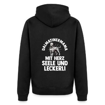 Hund Dalmatiner - Unisex Premium Bio Zip Hoodie - Schwarz - Hinten - Nico (187cm)