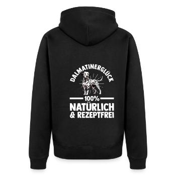 Hund Dalmatiner - Unisex Premium Bio Zip Hoodie - Schwarz - Hinten - Nico (187cm)
