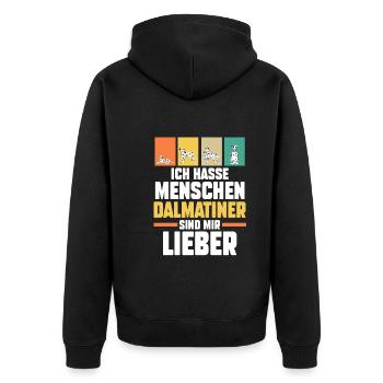 Hund Dalmatiner - Unisex Premium Bio Zip Hoodie - Schwarz - Hinten - Nico (187cm)