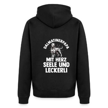 Hund Dalmatiner - Unisex Premium Bio Zip Hoodie - Schwarz - Hinten - Nico (187cm)